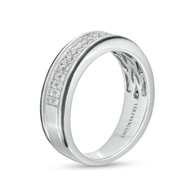 Main Image 3 of Vera Wang Men's 3/8 CT. T.W. Diamond Double Row Wedding Band in 14K White Gold