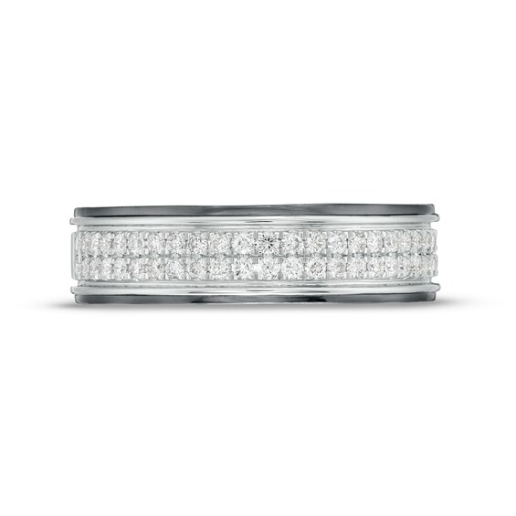 Vera Wang Love Collection Men's 3/8 CT. T.w. Diamond Double Row Wedding Band in 14K White Gold