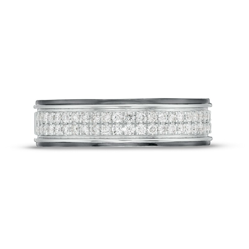 Main Image 4 of Vera Wang Men's 3/8 CT. T.W. Diamond Double Row Wedding Band in 14K White Gold