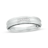 Thumbnail Image 1 of Vera Wang Men's 1/3 CT. T.W. Black and White Diamond Grooved Wedding Band in 14K White Gold