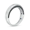 Thumbnail Image 2 of Vera Wang Men's 1/3 CT. T.W. Black and White Diamond Grooved Wedding Band in 14K White Gold