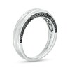 Thumbnail Image 3 of Vera Wang Men's 1/3 CT. T.W. Black and White Diamond Grooved Wedding Band in 14K White Gold