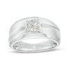 Thumbnail Image 1 of 1/2 CT. T.W. Quad Square-Cut Diamond Slant Groove Band in 10K White Gold
