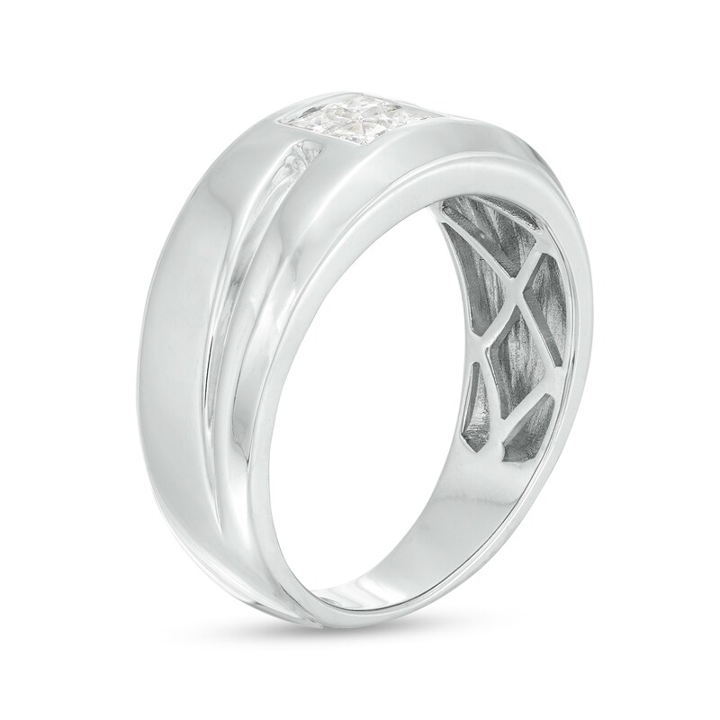 Main Image 3 of 1/2 CT. T.W. Quad Square-Cut Diamond Slant Groove Band in 10K White Gold