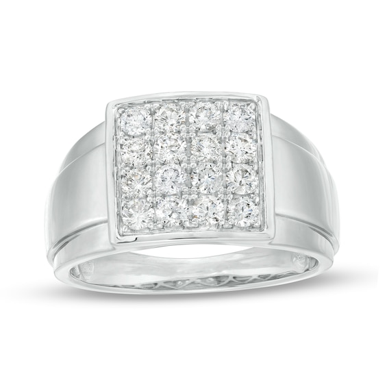 Men's 1 CT. T.w. Square-Shaped Multi-Diamond Band in 10K White Gold