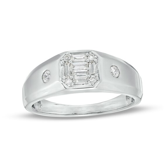 3/8 CT. T.w. Octagon-Shaped Multi-Diamond Band in 10K White Gold