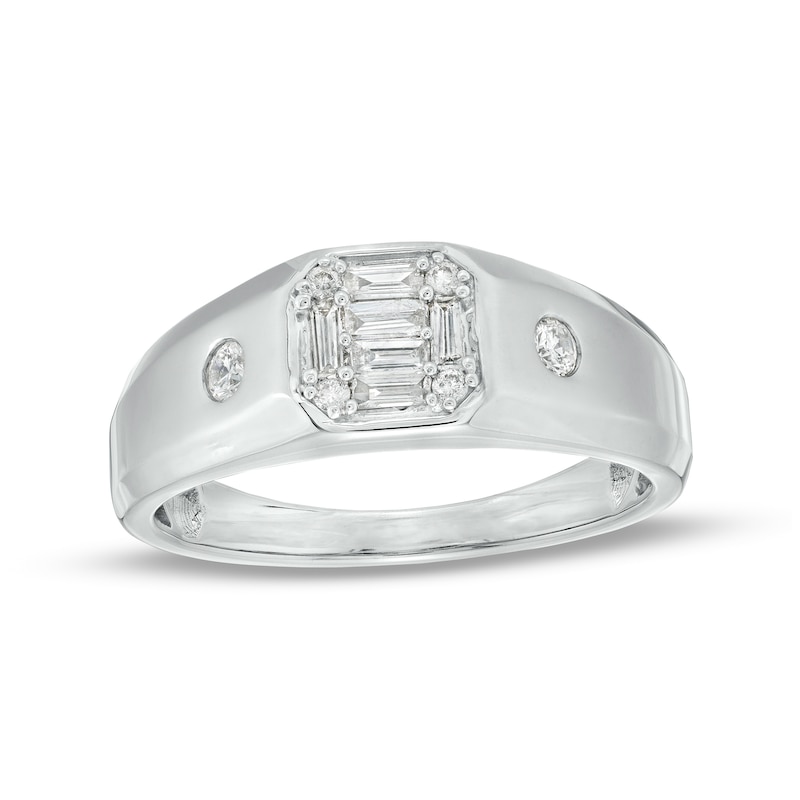 Main Image 1 of Men's 3/8 CT. T.W. Octagon-Shaped Multi-Diamond Band in 10K White Gold