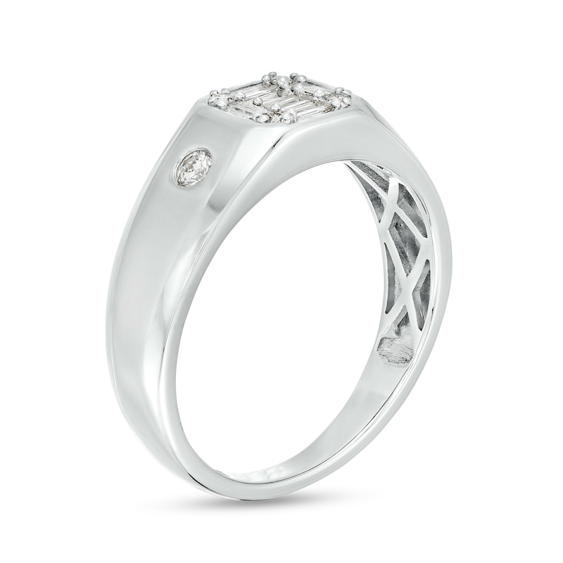 Main Image 3 of Men's 3/8 CT. T.W. Octagon-Shaped Multi-Diamond Band in 10K White Gold