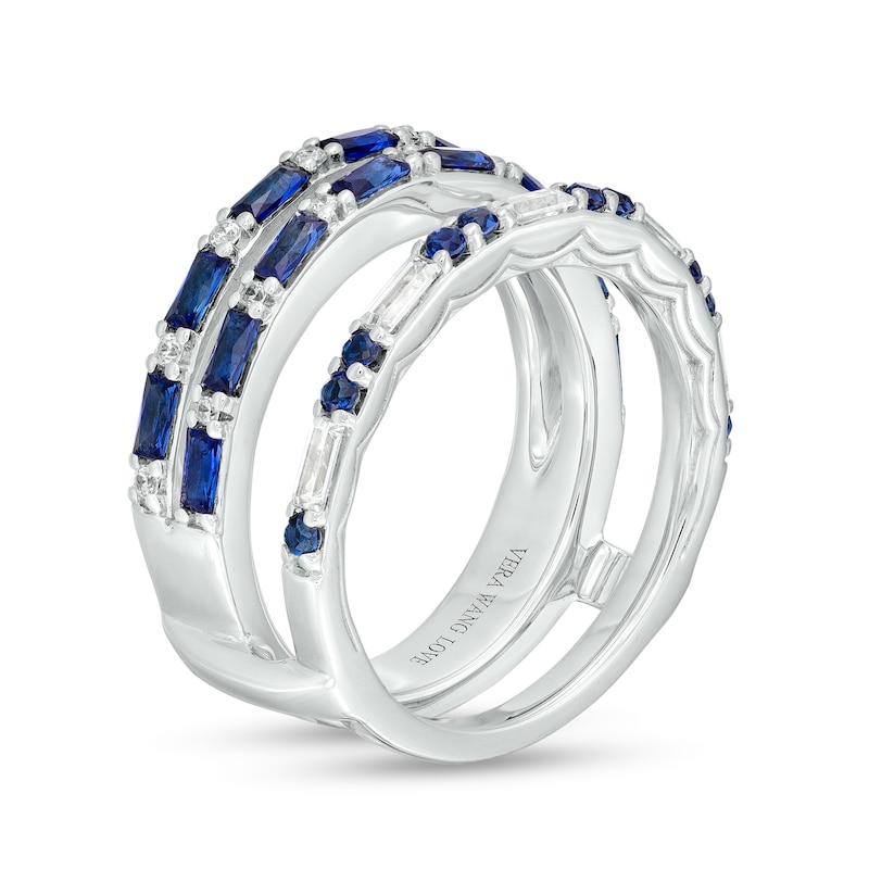 Main Image 2 of Vera Wang Love Collection Blue Sapphire and 1/3 CT. T.W. Diamond Triple Row Solitaire Enhancer in 14K White Gold