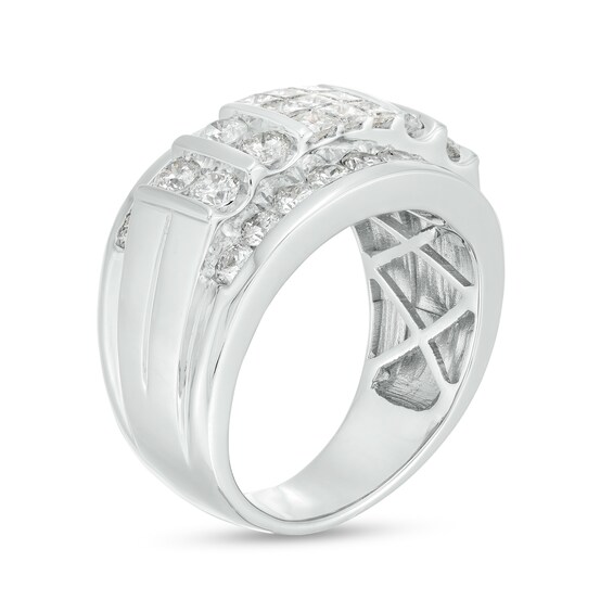 3 CT. T.w. Square-Shaped Multi-Diamond Channel and Vertical Row Band in 10K White Gold