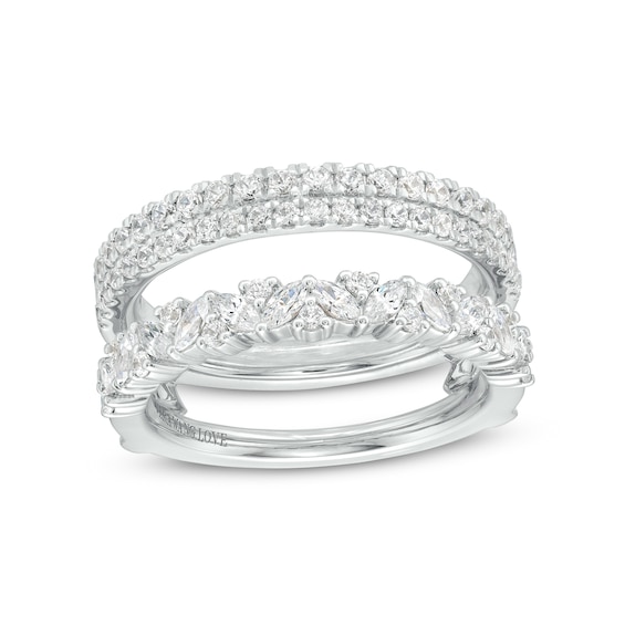 Vera Wang Love Collection 7/8 CT. T.w. Marquise and Round Diamond Solitaire Enhancer in 14K White Gold