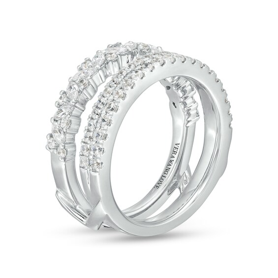 Vera Wang Love Collection 7/8 CT. T.w. Marquise and Round Diamond Solitaire Enhancer in 14K White Gold