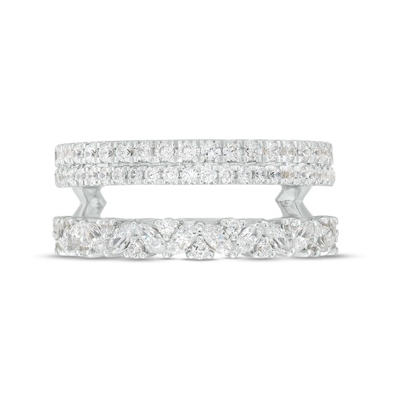 Vera Wang Love Collection 7/8 CT. T.w. Marquise and Round Diamond Solitaire Enhancer in 14K White Gold