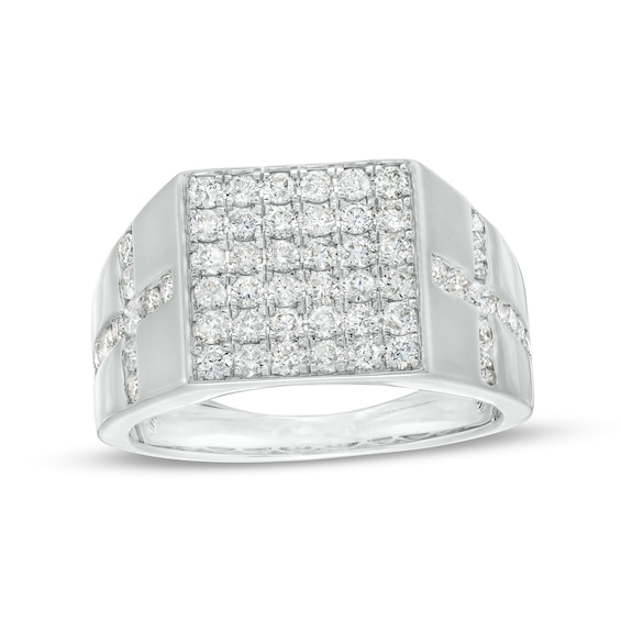 Men's 1-1/2 CT. T.w. Square-Shaped Multi-Diamond Cross Shank Band in 10K Gold