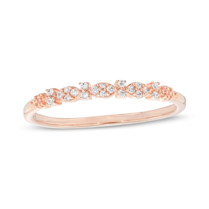 Main Image 1 of 1/15 CT. T.W. Diamond Art Deco Anniversary Band in 10K Rose Gold