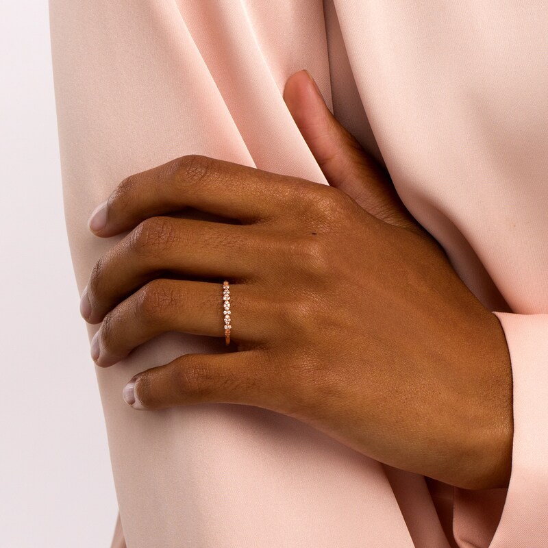 Main Image 2 of 1/15 CT. T.W. Diamond Art Deco Anniversary Band in 10K Rose Gold