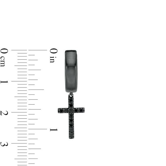 Vera Wang Men 3/8 CT. T.w. Black Diamond Cross Drop Earrings in Sterling Silver with Black Ruthenium