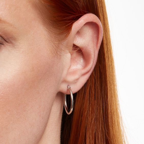 23.0mm Tube Hoop Earrings in 14K White Gold