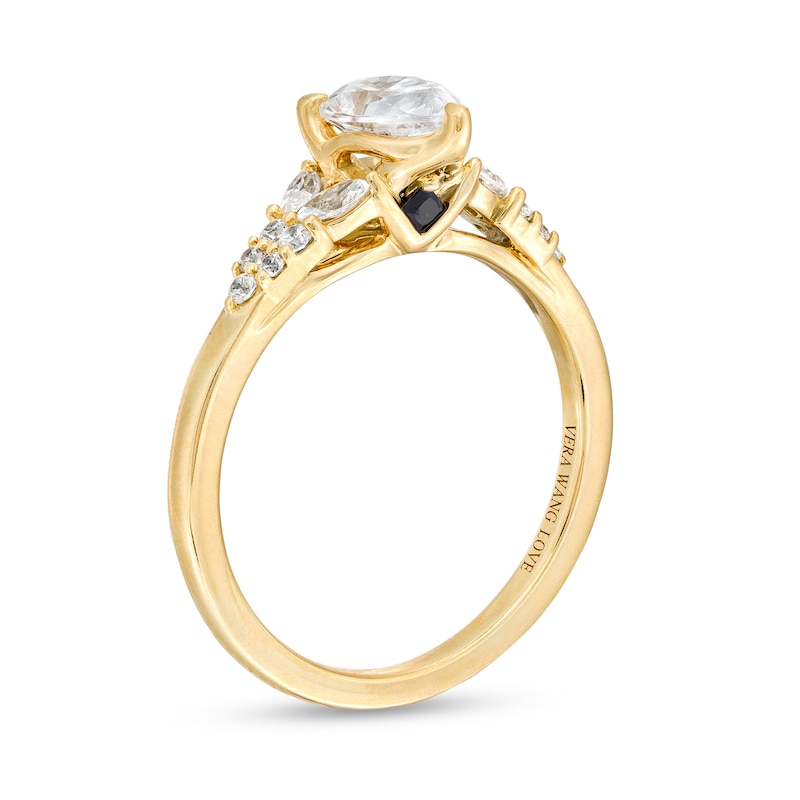 Vera Wang Love Collection 1 CT. T.W. Pear-Shaped Diamond Double Row Shank Engagement Ring in 14K Gold