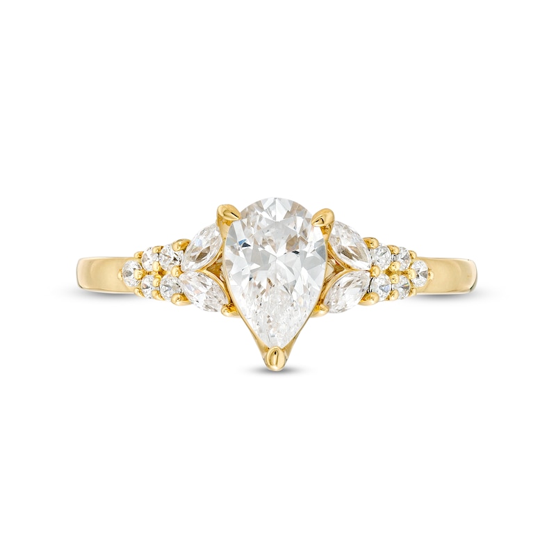 Main Image 3 of Vera Wang Love Collection 1 CT. T.W. Pear-Shaped Diamond Double Row Shank Engagement Ring in 14K Gold