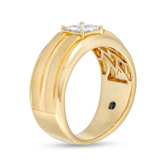 Vera Wang Men's 1 CT. Square-Cut Diamond Solitaire Grooved Wedding Band in 14K Gold