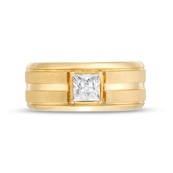 Vera Wang Men's 1 CT. Square-Cut Diamond Solitaire Grooved Wedding Band in 14K Gold