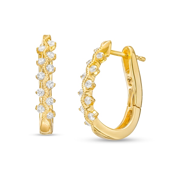 1/4 CT. T.w. Diamond Zig-Zag Hoop Earrings in 10K Gold