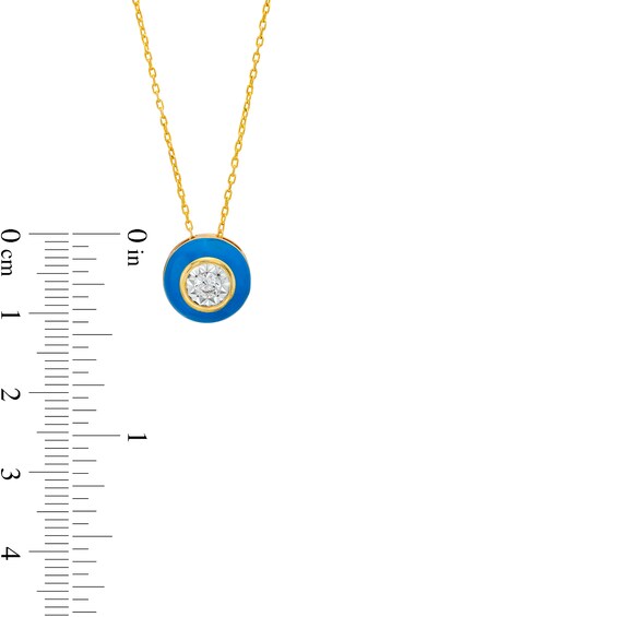 1/6 CT. T.w. Diamond Turquoise Enamel Frame Pendant in 10K Gold