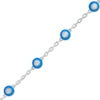 Thumbnail Image 0 of 3/4 CT. T.W. Diamond Turquoise Enamel Frame Paper Clip Link Chain Station Bracelet in 10K White Gold