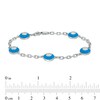 Thumbnail Image 3 of 3/4 CT. T.W. Diamond Turquoise Enamel Frame Paper Clip Link Chain Station Bracelet in 10K White Gold