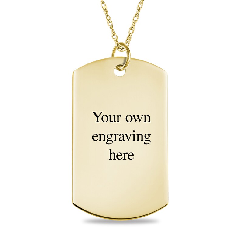 Engravable Your Pets Paw Print Dog Tag Pendant in 10K White, Yellow, or Rose Gold (1 Image and 4 Lines)