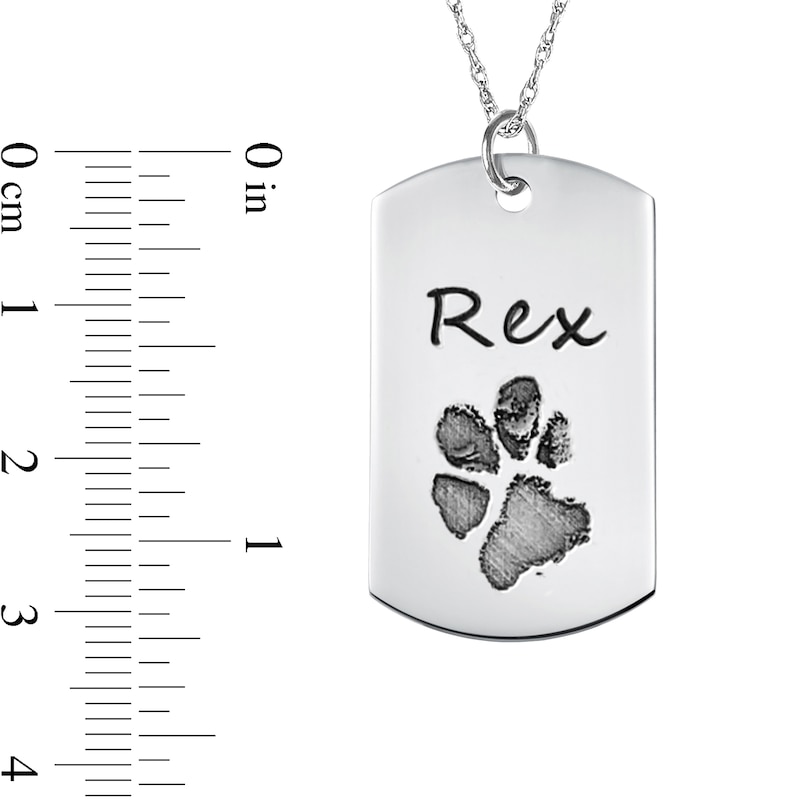 Engravable Your Pets Paw Print Dog Tag Pendant in 10K White, Yellow, or Rose Gold (1 Image and 4 Lines)