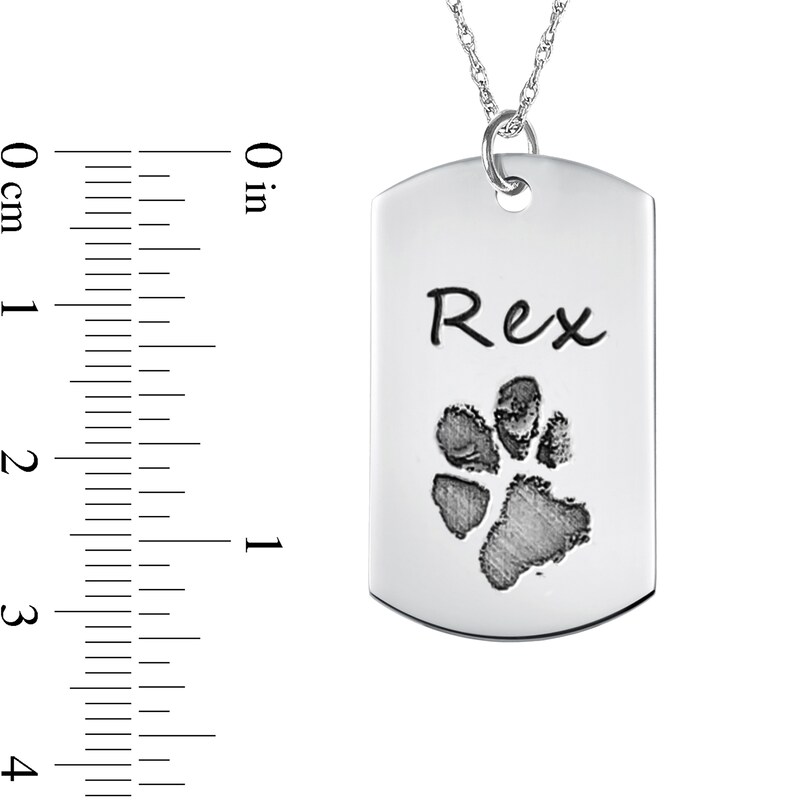 Engravable Your Pets Paw Print Dog Tag Pendant in 10K White, Yellow, or Rose Gold (1 Image and 4 Lines)