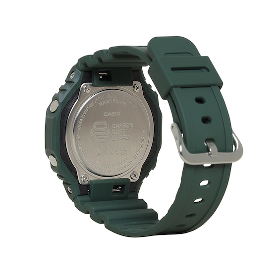 Men's Casio G-Shock Classic Solar Powered Green Resin Strap Watch with Black Dial (Model: Gab2100-3A)