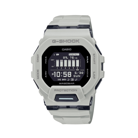 Men's Casio G-Shock Move Grey Resin Strap Watch with Square Black Dial (Model: Gbd200Uu-9)