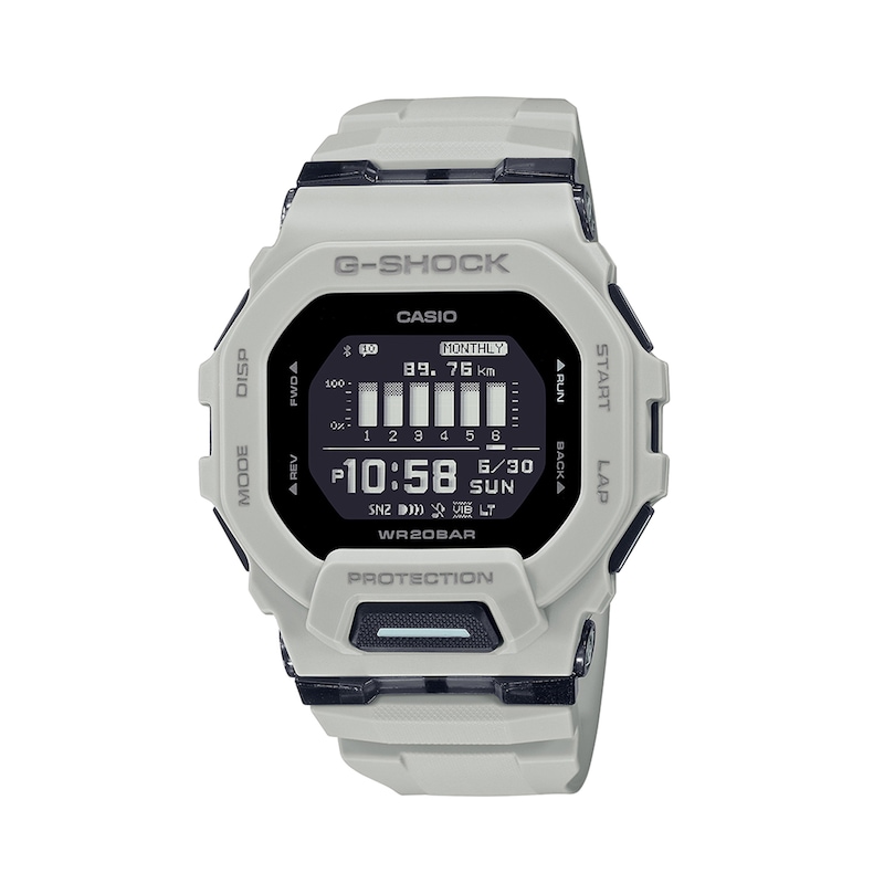 Men's Casio G-Shock Move Grey Resin Strap Watch with Square Black Dial (Model: GBD200UU-9)