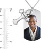 Thumbnail Image 2 of Men's Extra Large Engravable Photo Dog Tag Pendant with Cross Charm in Sterling Silver (1 Image and 4 Lines) - 22"