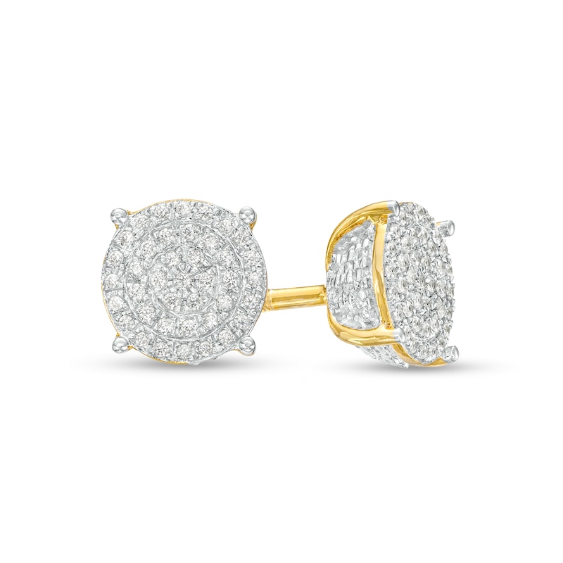 Main Image 1 of Men's 1/4 CT. T.W. Multi-Diamond Stud Earrings in 10K Gold