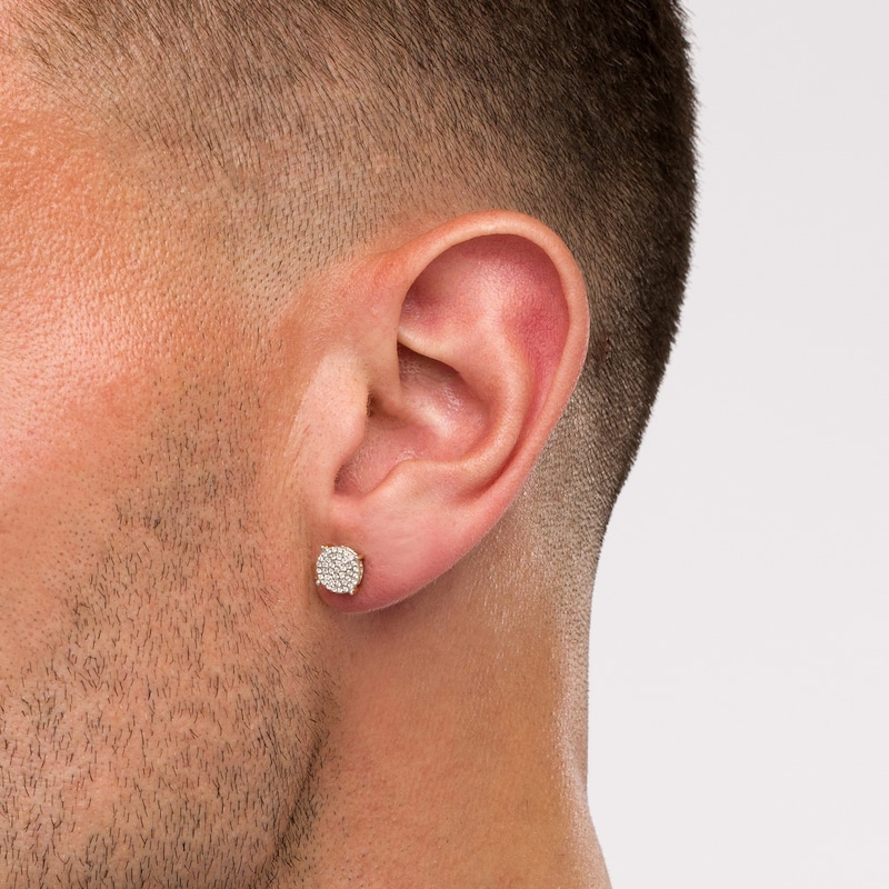 Main Image 2 of Men's 1/4 CT. T.W. Multi-Diamond Stud Earrings in 10K Gold