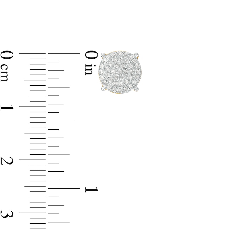 Main Image 3 of Men's 1/4 CT. T.W. Multi-Diamond Stud Earrings in 10K Gold