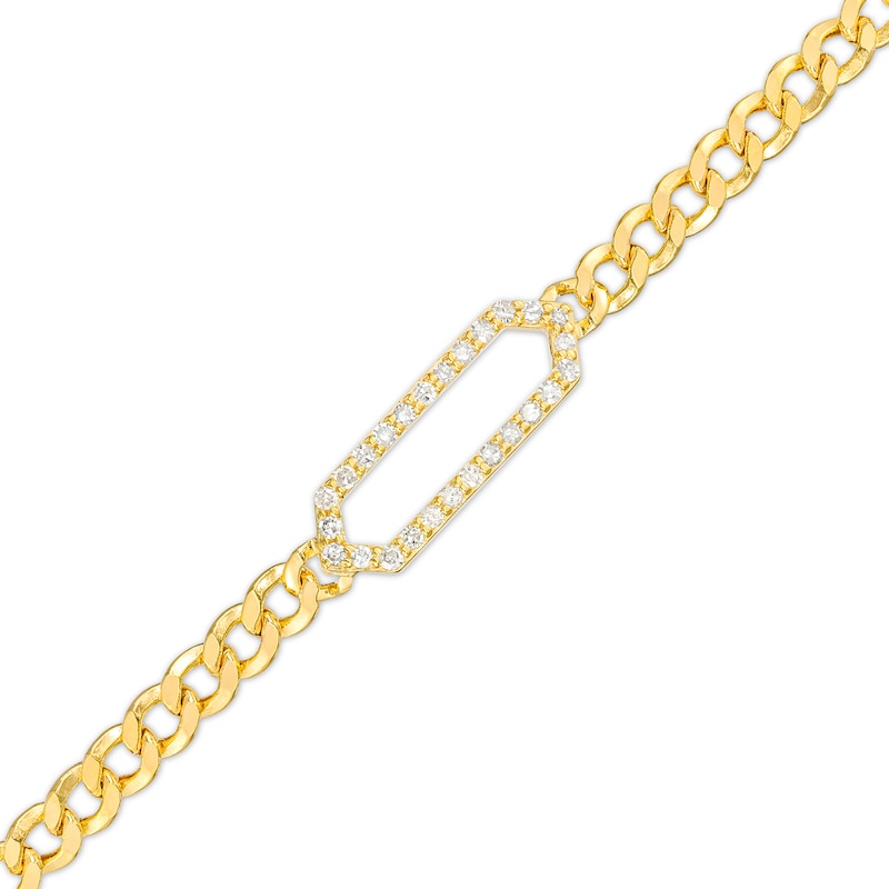 Main Image 1 of 1/6 CT. T.W. Diamond Hexagon Outline Bracelet in 10K Gold – 7.25"