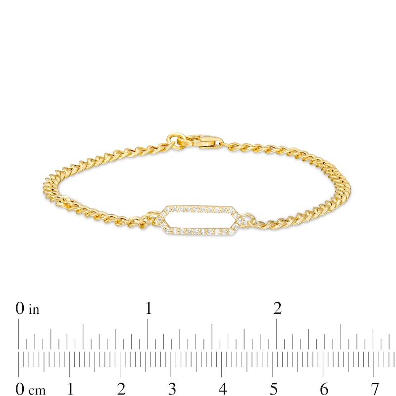 Main Image 4 of 1/6 CT. T.W. Diamond Hexagon Outline Bracelet in 10K Gold – 7.25"