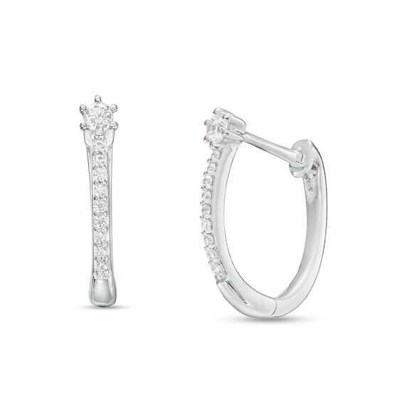 1/8 CT. T.w. Diamond U-Hoop Earrings in 10K White Gold
