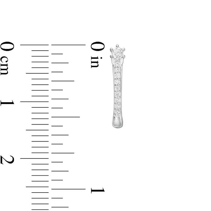Main Image 3 of 1/8 CT. T.W. Diamond U-Hoop Earrings in 10K White Gold