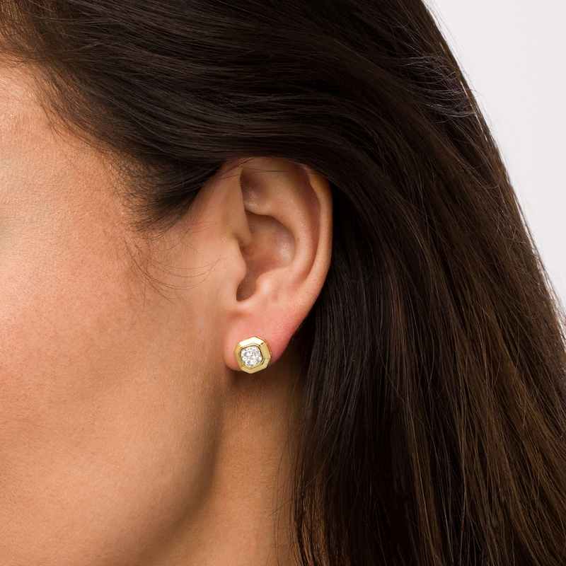 Main Image 2 of 1/3 CT. T.W. Multi-Diamond Octagonal Frame Stud Earrings in 10K Gold