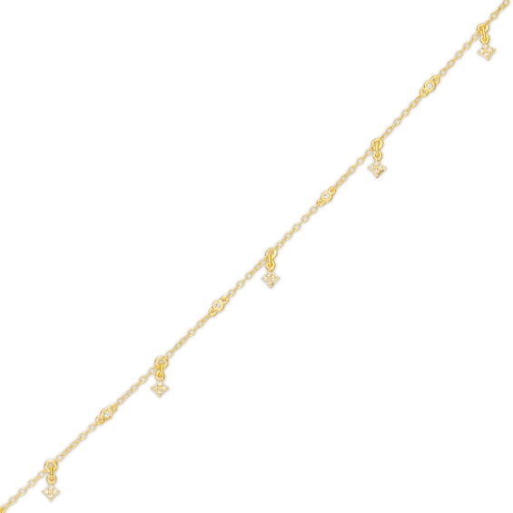 1/6 CT. T.w. Diamond Dangle Station Anklet in 10K Gold â 10"
