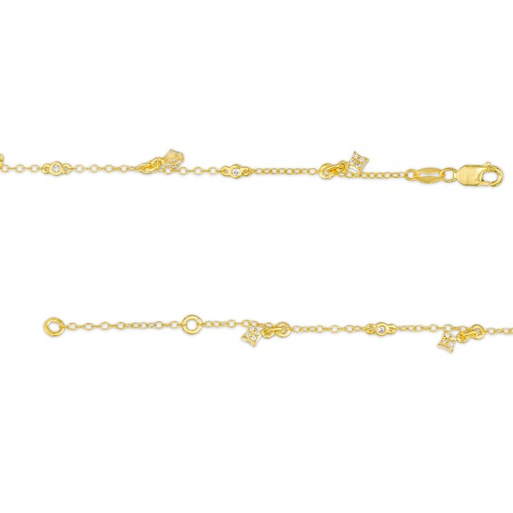 1/6 CT. T.w. Diamond Dangle Station Anklet in 10K Gold â 10"