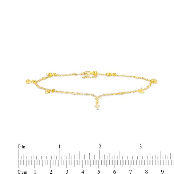 1/6 CT. T.w. Diamond Dangle Station Anklet in 10K Gold â 10"