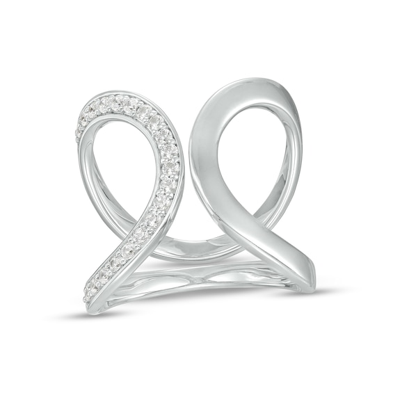 1/3 CT. T.w. Diamond Curved Open Ring Sterling Silver - Size 7