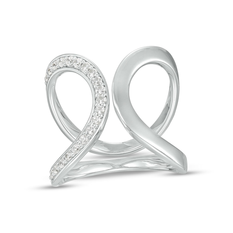 Main Image 1 of 1/3 CT. T.W. Diamond Curved Open Ring Sterling Silver - Size 7